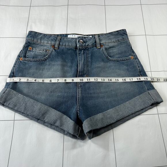IRO Shorts Womens 27 Blue Denim Aware Cuffed Casual Medium Wash Jean Cotton - Picture 6 of 10